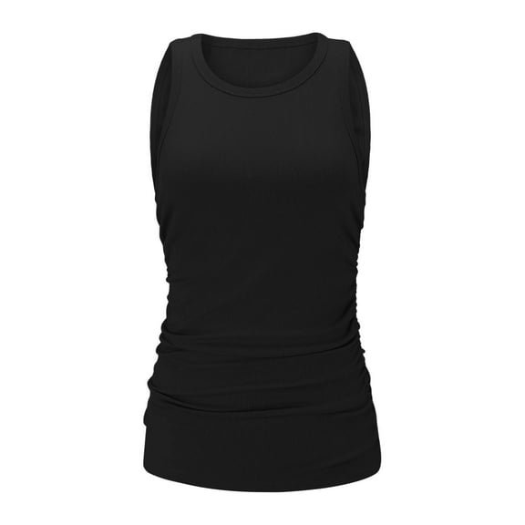 DQRPSEETB Tank Top for Women Cotton Women's Sleeveless Stretch Pleated Slim Casual Fashion Top Blouses for Women