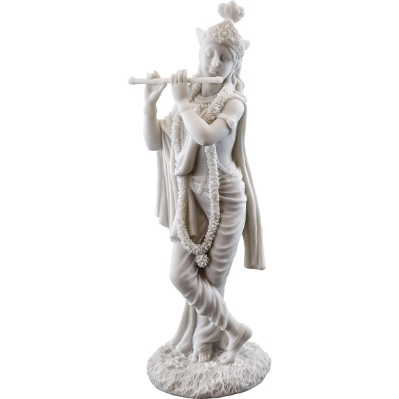 Sri Krishna Culture Large Standing Krishna with Flute - 12 inches-Krishna Idol for Home-Marble Finish-Idol for Décor