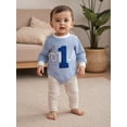 thumbnail image 4 of Miaouyo Newborn Baby Boy Striped Birthday Romper 6 12 18 Months Fashionable Number Embroidery Round Neck Long Sleeve Jumpsuits, 4 of 9