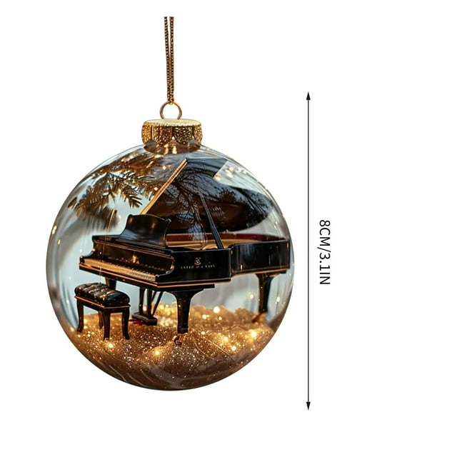 Christmas Tree Ornament Musical Note Acrylic Decoration With Satin Hanging Ribbon 1 pc