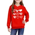 thumbnail image 6 of Kids Valentine Hoodies Long Sleeve Festival Print Pullover Tops Casual Loose Holiday Hooded Sweatshirts (7 Years, Red-G), 6 of 8