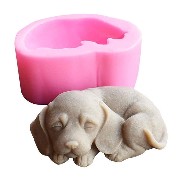 Moldes para velas de silicona para perros 3D, moldes para jabón para cachorros, moldes para hornear pasteles de chocolate, moldes para pasteles y perros (1 unidad)