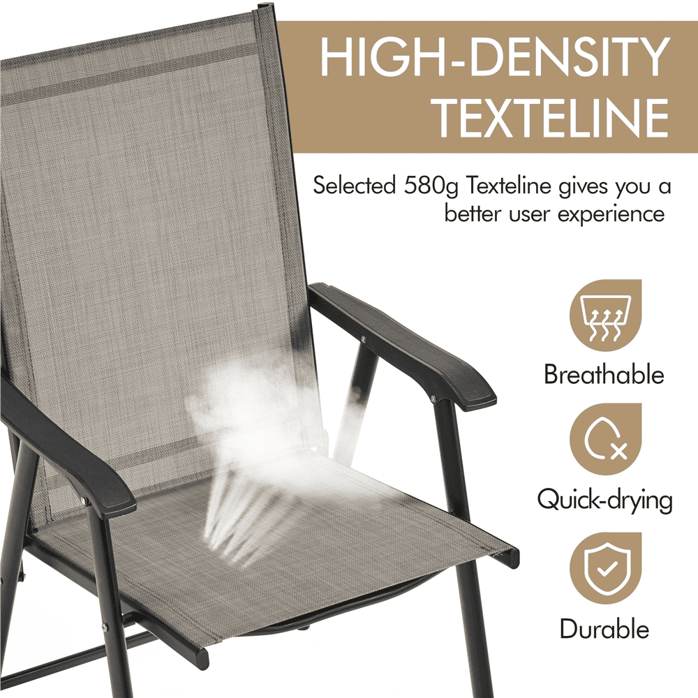 Renwick Outdoor Folding Dining Chairs with Backrest/ Armrests, Set of 4, Brown