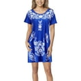 thumbnail image 2 of Gomelly Women Summer Beach Sundress Crew Neck Tunic Dresses Baggy Midi Dress Ladies Bohemian Party Floral Print Royal Blue XL, 2 of 5