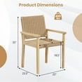 thumbnail image 3 of Gymax 4PCS Chair Rubber Wood Dining Armchairs Paper Rope Woven Seat Balcony Patio, 3 of 4