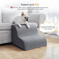 thumbnail image 4 of Gray Linen Pet Stairs with Curved Steps & Anti-Slip Bottom - 2-Tier Foam Ramp for Small Dogs, Cats, Elderly or Injured Pets - Washable Cover, Indoor/Outdoor Use, Protects Joints & Lumbar Spine,, 4 of 6