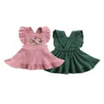 thumbnail image 3 of Robe à Bretelles en Velours Côtelé pour Bébé Fille, Robe à Bretelles Brodée, Tenues de Robe Rose 3T, 3 of 8