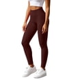 thumbnail image 2 of QIbmong Legging for Women High Waist Stretchy Yoga Pants Seamless Butt Lift Casual Gymwear Tight Trousers(M,Brown), 2 of 7