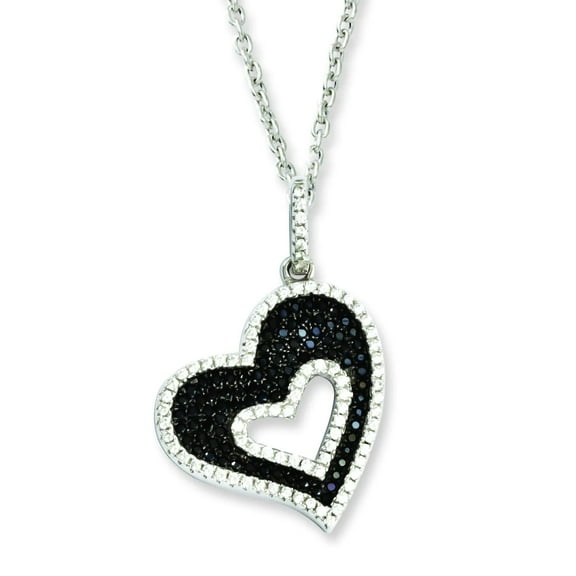 Sterling Silver CZ Brilliant Embers Heart Necklace QMP793