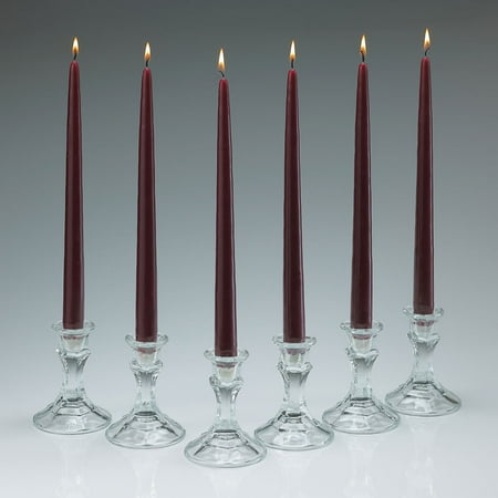 - Burgundy Unscented Taper Candles 12 Inch Tall 3/4 Inch Thick Burn 10 Hours Set of 12
