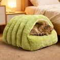 thumbnail image 4 of Large Monster Cat Bed With Removable Cushion Cozy Warm Cat Cave Semi-Closed Pet Sleeping House For Cats Small Dogs(Green L-57X37X28cm), 4 of 6
