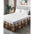 thumbnail image 4 of Farmhouse Retro Wrap Around Bed Skirts for King Bed 18" Drop,Bed Skirt with Adjustable Elastic Belt Dust Ruffle Bed Valance for Bedroom Hotel Brown Country Texas Star Wooden Grain Bed Frame Cover, 4 of 7