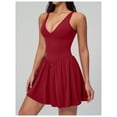 thumbnail image 3 of PISONIC Robe de Tennis à Col en V Profond avec Short Intégré et Soutien-Gorge Robe Athlétique pour Femmes Robe d'Entraînement de Golf d'Été avec Poches, 3 of 7