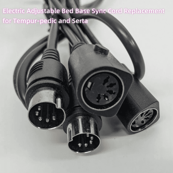 Musheng Electric Adjustable Bed Base Sync Cord Replacement, 7.2 Ft Cord, Power Cable, Single Piece, with Adjustable Bed Base Sync Cord, Black, New, 1 Count