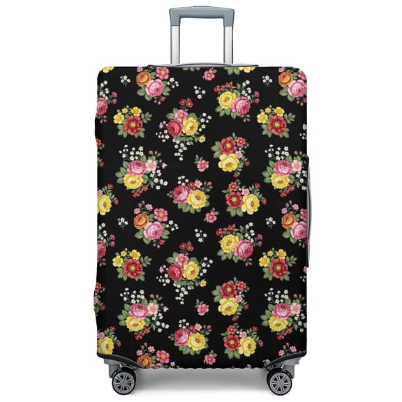 Pioneer Flower Floral Print Pattern Luggage Cover,Stretch Travel Baggage Protector with Top & Side Openings, Tear Resistant Gift Ideas for Students Professionals,XL(29-32in)
