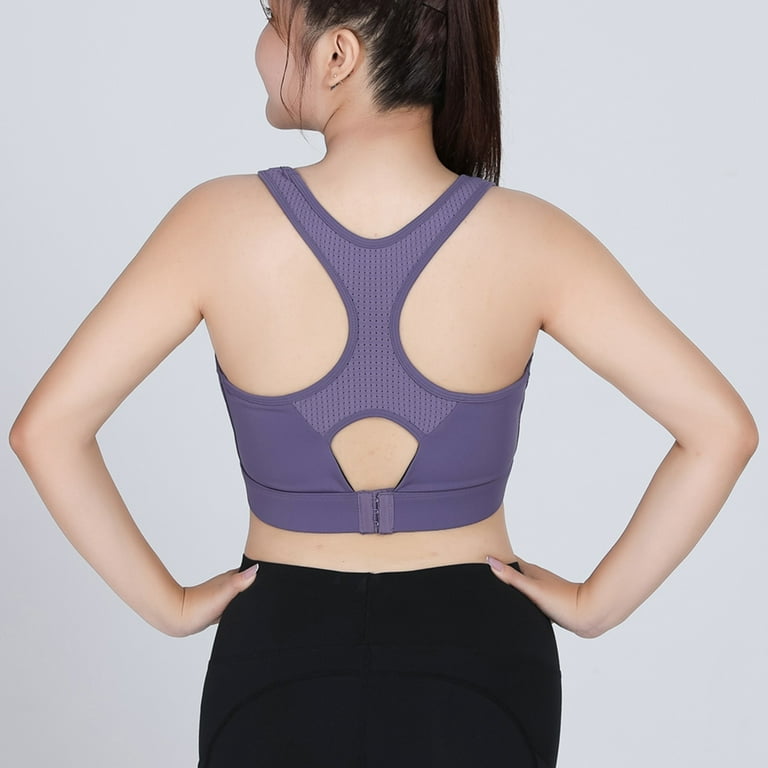 High Impact Sports Bra for Large Bust Plus Size Racerback Sports Bras  Workout for Women One Piece Comfortable Solid, Purple, X-Large : :  Clothing, Shoes & Accessories