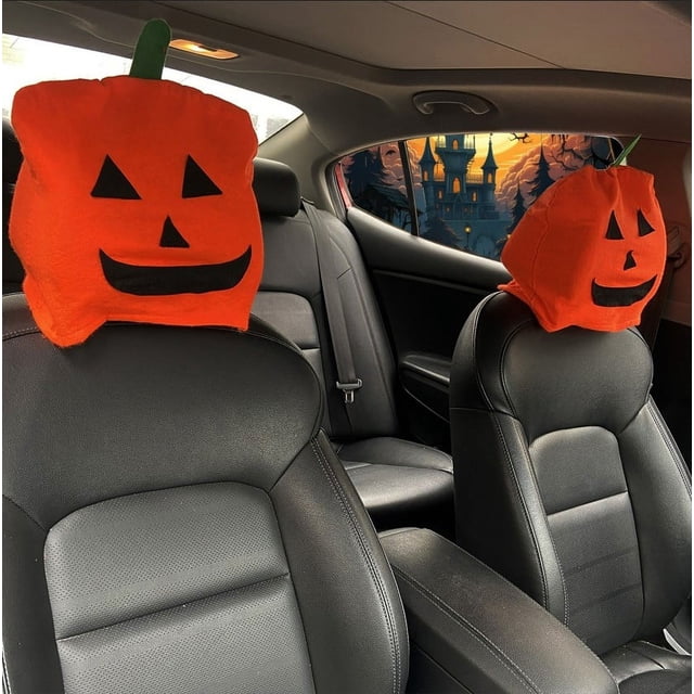Funda para silla de coche de tela no tejida con forma de calabaza para decoración de Halloween, funda para silla de coche con forma de calabaza para Navidad