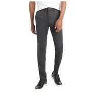 Kenneth Cole Mens Slim fit Dress Pants 32 / 32 Charcoal Grey Solid Stretch