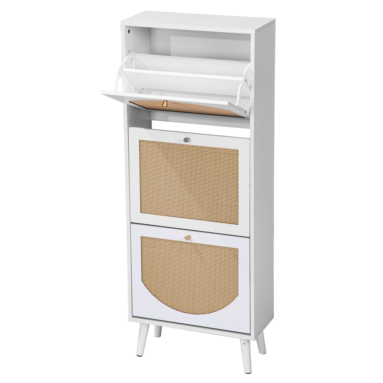 3-Tier Shoe Cabinet, 54*24*135cm, White