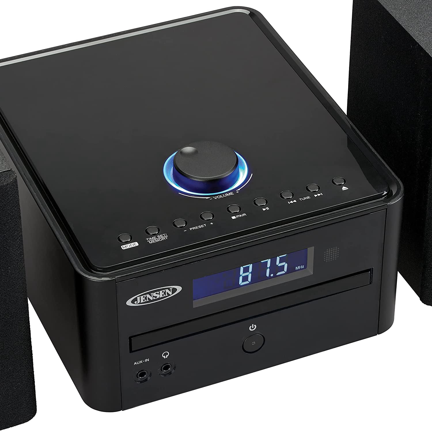 Jensen Bookshelf Bluetooth CD Music System with Digital AM/FM Radio and Remote Control