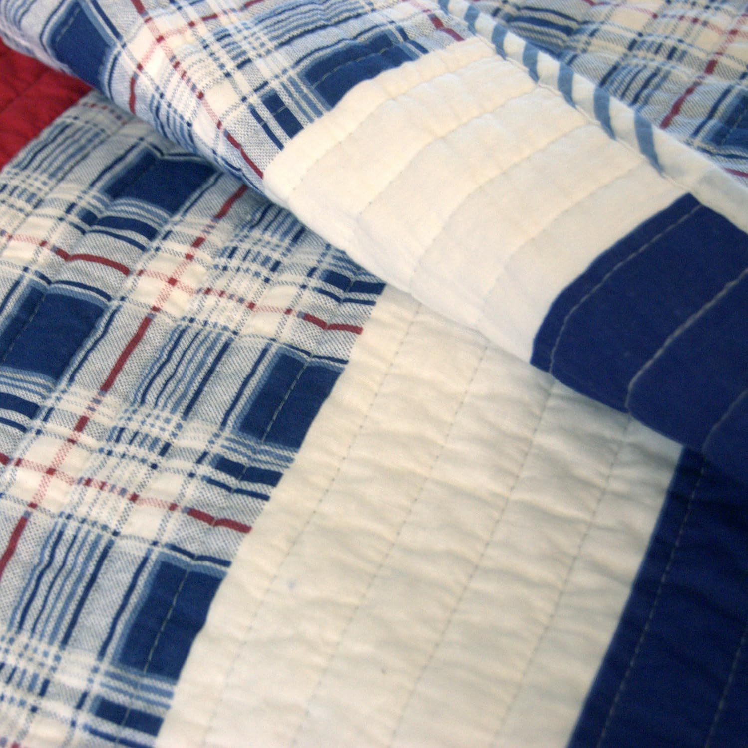 Greenland Home Fashions Americana Cotton Reversible Throw Blanket, Nautical Stripes