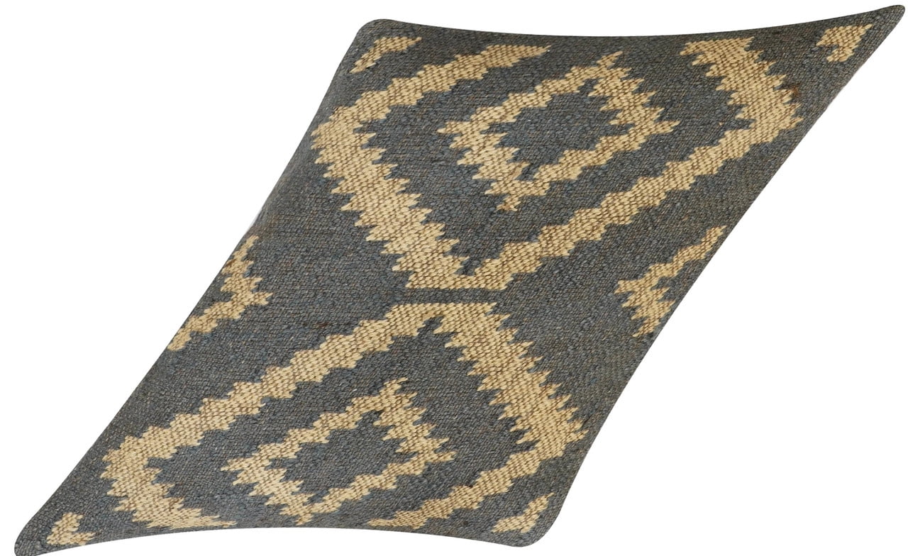 Indian Style Kilim Pillowcase Wool Jute Square Decorative Cushion Cover for Home Bedroom Décor (18")