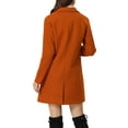 thumbnail image 3 of Unique Bargains Women's Notched Lapel Double Breasted Raglan Sleeve Winter Coat S Dark Orange, 3 of 6
