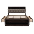 thumbnail image 5 of Modern Wood Storage Queen Platform Bed Frame, Button Tufted Headboard with Hidden Storage Shelves, 4 Drawers and Double Layer Shoe Rack, No Box Spring Needed, Espresso, 5 of 14