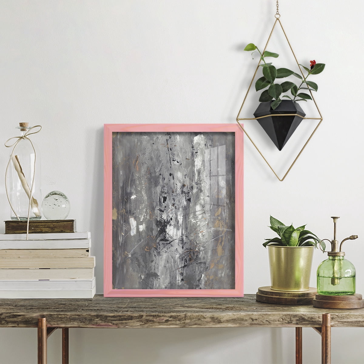 Ancient Marks I - Framed Print w/glass - Sunset Pink