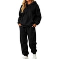 thumbnail image 2 of Trgacdwlo Fleece Sweatsets Women 2 Piece Outfit Tracksuit Fuzzy Lounge Hoodie Sweatsuit Sets Fall Winter Plush Comfy Womens Matching Sweatsuit Set Black M, 2 of 7
