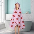thumbnail image 6 of Red Strawberry Plants Fruit Pink Pattern Hooded Bath Towel，50"x30" for Ages 3 To 12 Kids, Quick Dry Lightweight Soft Microfiber Hood Beach Towel Cover Up for Kids, 6 of 7