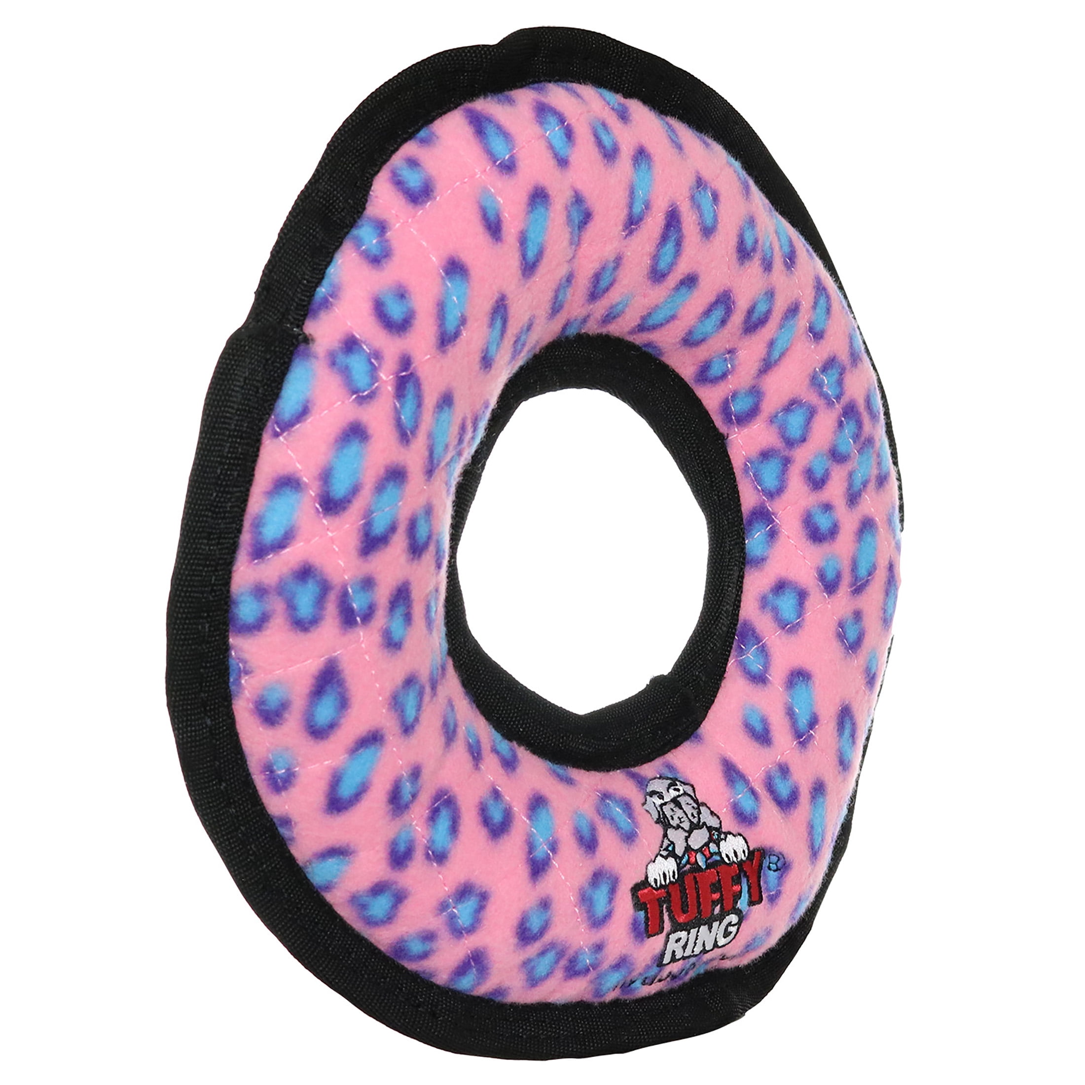 Tuffy Ultimate Ring Pink Leopard Durable Plush Squeaky Dog Toy
