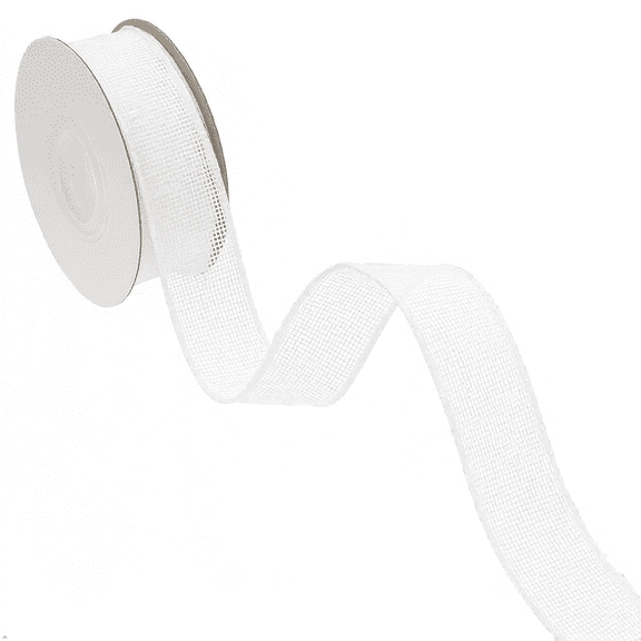 White Burlap Wired Ribbon, 1 Inch x 10 Yards for Crafts