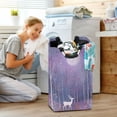 thumbnail image 5 of Yayeee Freestanding Laundry Hamper with Handle Collapsible Large Storage Basket for Clothes, Purple Forest, 5 of 7