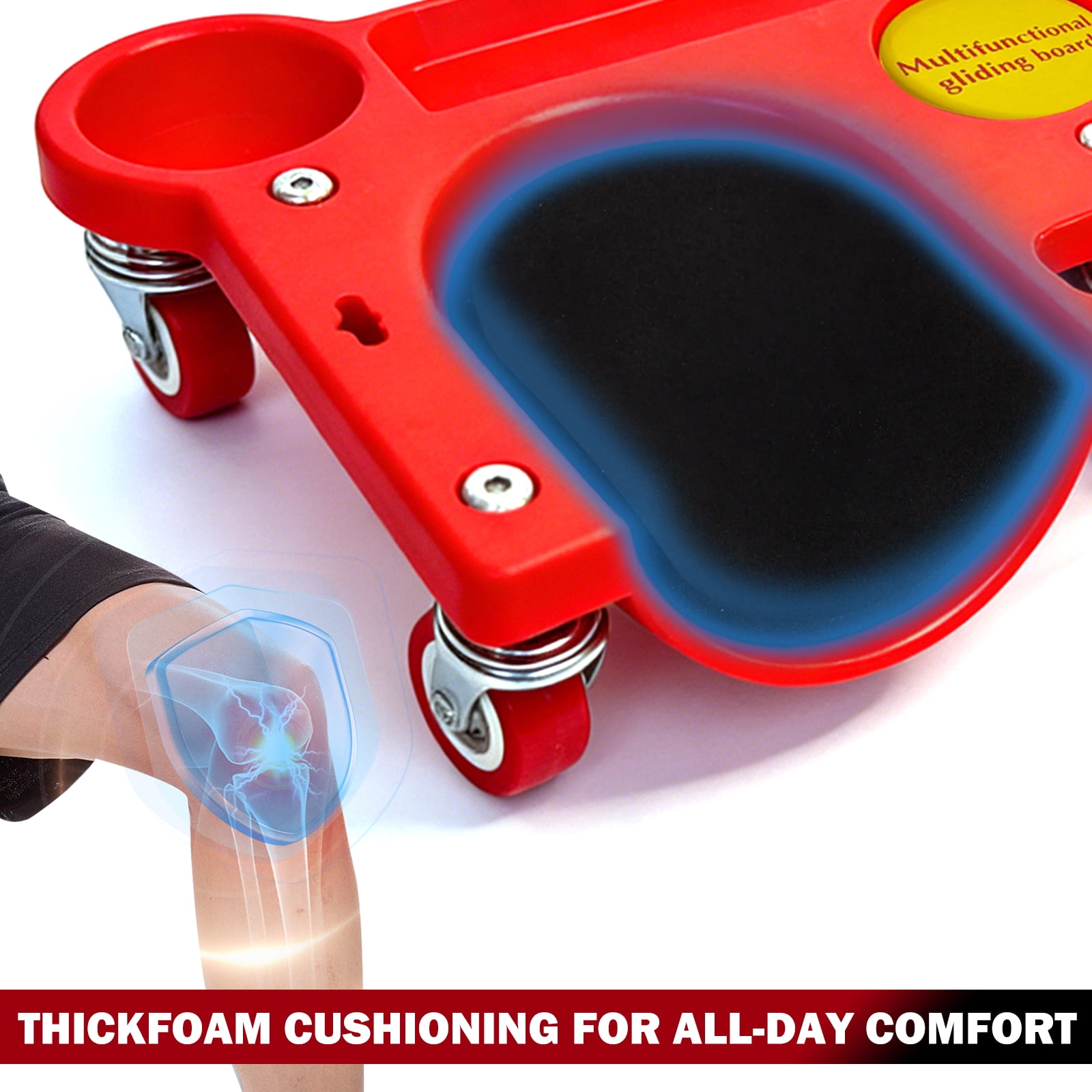 WheelX Rolling Knee Creeper Durable Knee Pads with 360° Turn Casters and Tool Tray, Garage Kneeling Pads on Swivel Castors for Home Workshop Auto Repairing Maintaining