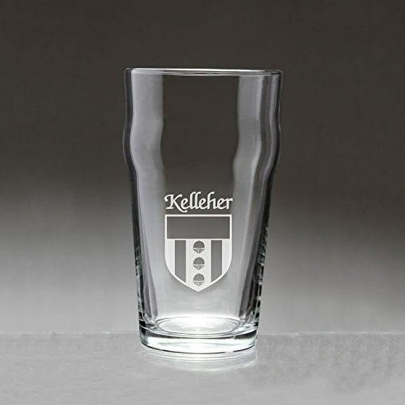 Kelleher Irish Coat of Arms Pub Glasses - Set of 4 (Sand Etched)
