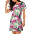 thumbnail image 2 of Balery Orchids Flowers Camisón de manga corta con cuello redondo para mujer, cómodo y elegante., 2 of 6