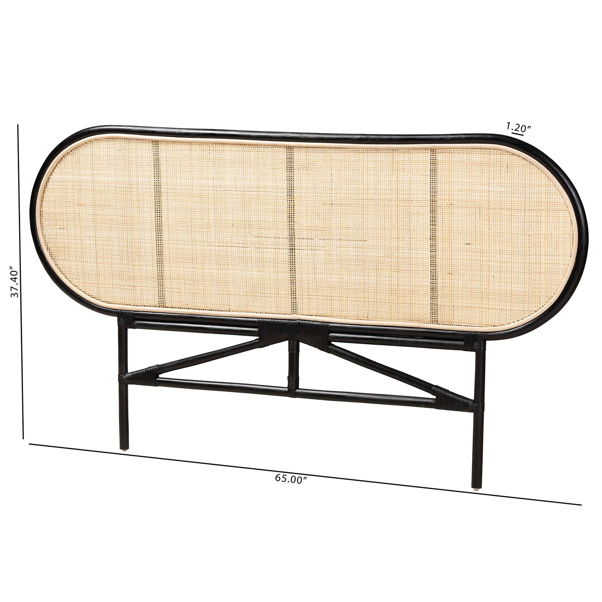 bali & pari Reegan Rattan BOHO Headboard, Queen Size, Natural Brown