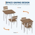thumbnail image 3 of 3-Piece Retro Dining Set for 4 - Space-Saving Table & 2 Upholstered Benches, Chamfer Design Metal Frame Kitchen Furniture for Small Spaces/Apartments, 3 of 8