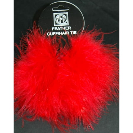 Zucker Feather 2 Red Marabou Scrunchy Feather Pony Tail Holders