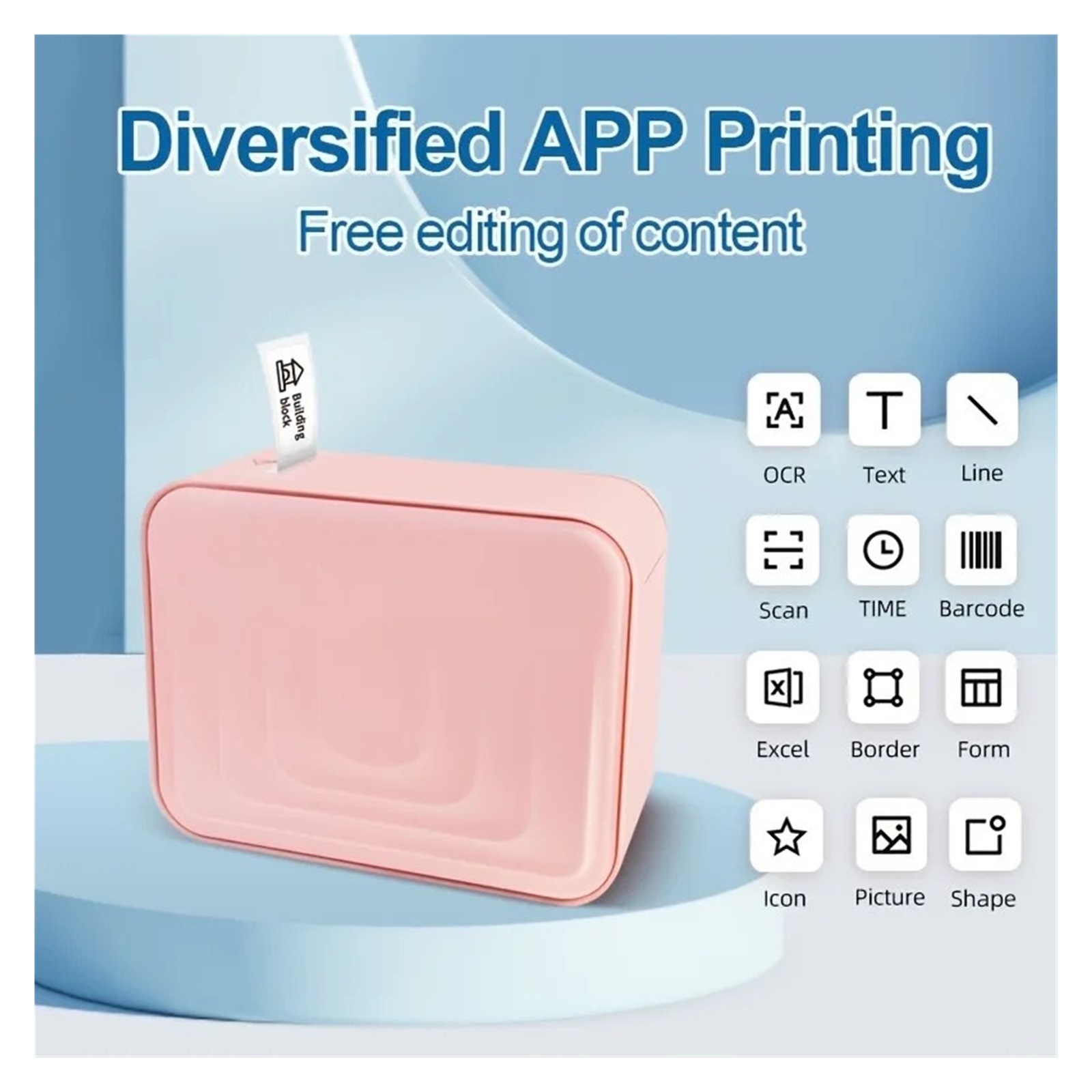 Portable Label Maker Label Printer Bluetooth Sticker Printer with Self-Adhesive Label Paper
