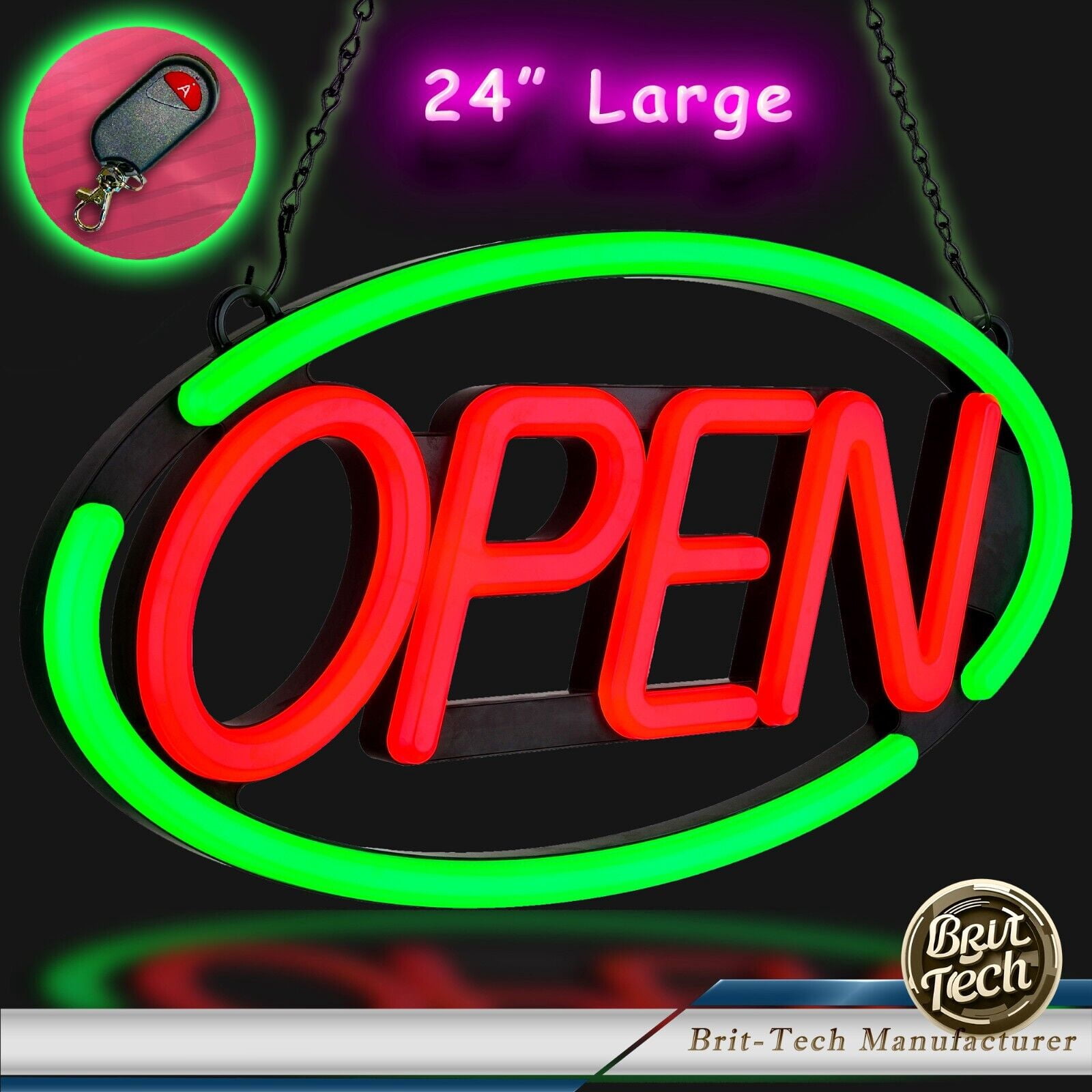 Extra Large LED Open Sign - Ultra Bright, Animated, Remote Control