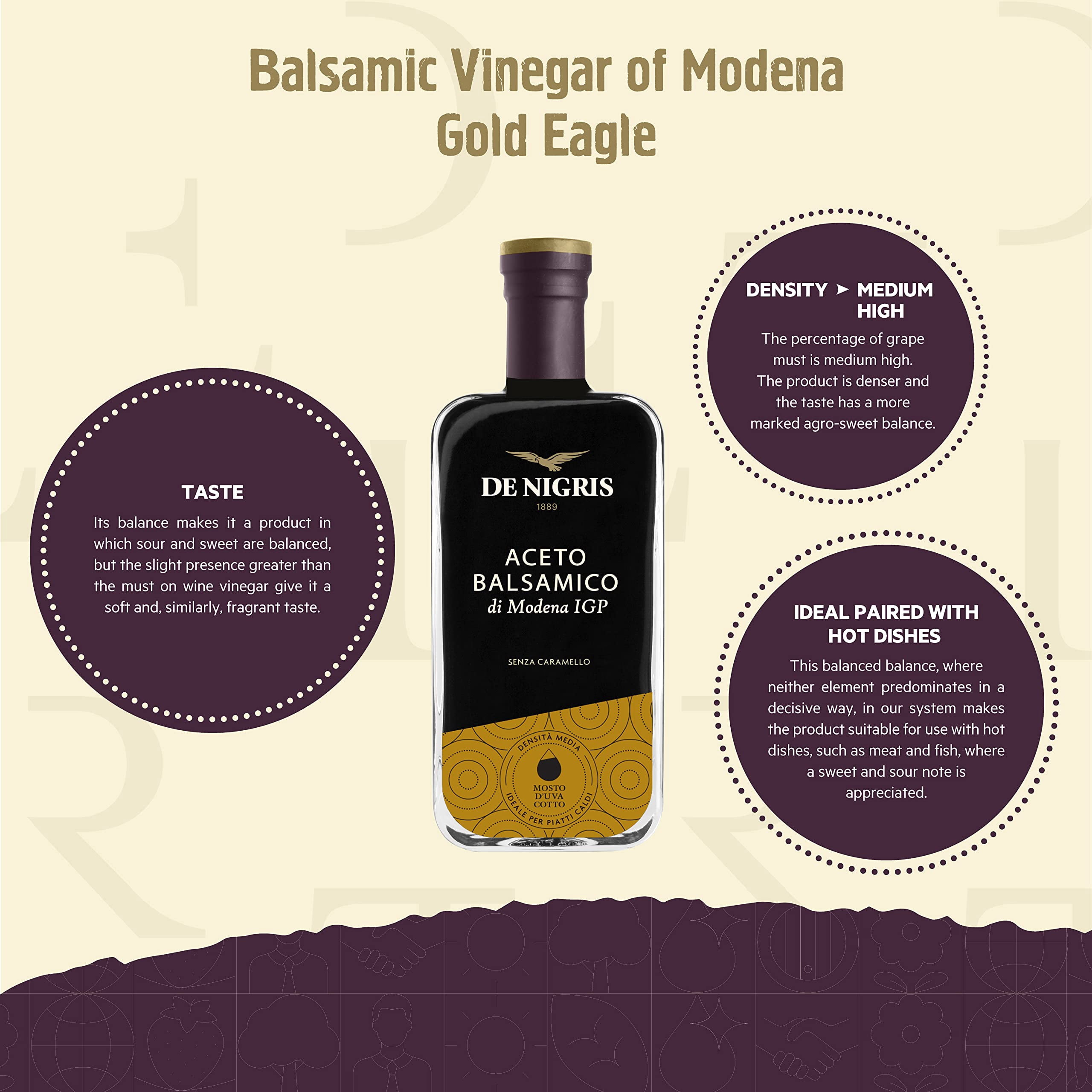 De Nigris balsamic vinegar of Modena Excellence Line Gold Eagle, 8.5 fl oz (250 ml)