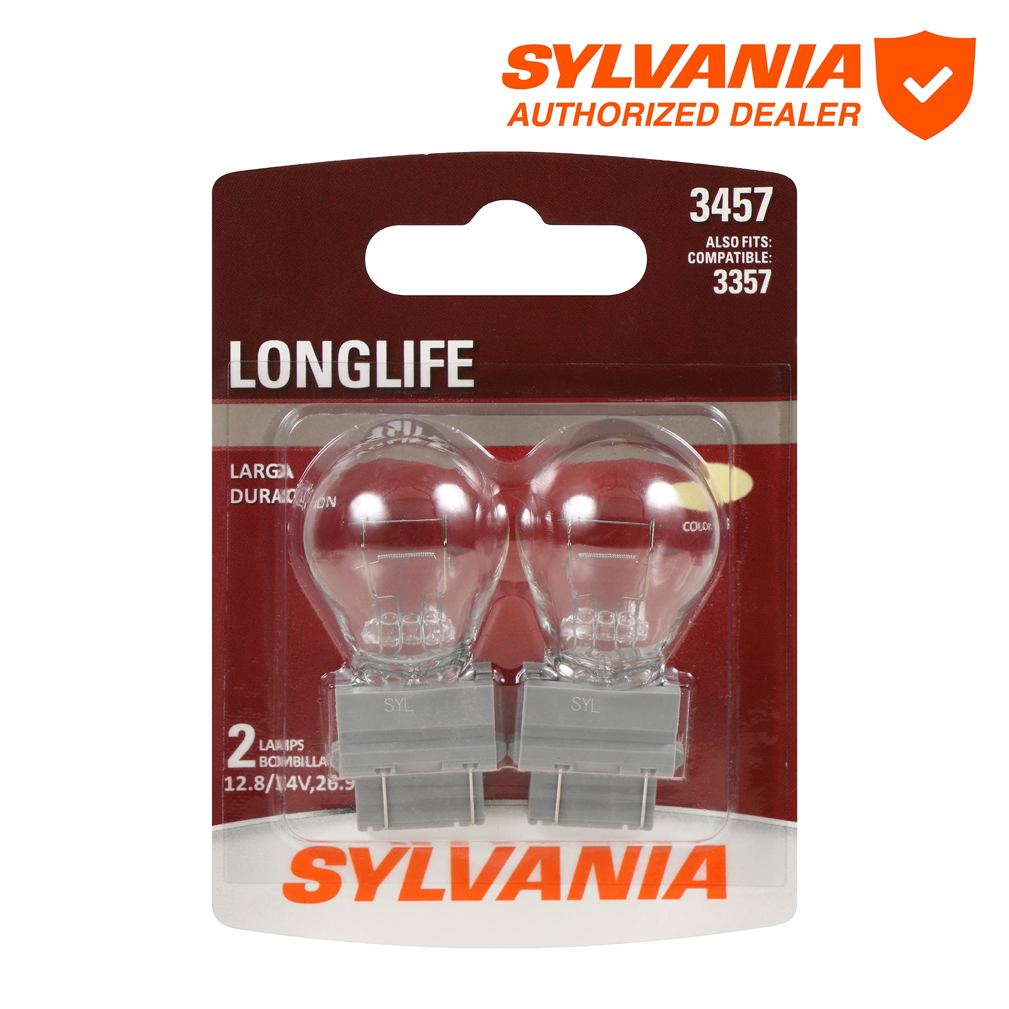 (2 pack) Sylvania 3457 Long Life Mini Bulb, 2 Pack, Compatible with Multiple Cars