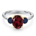 thumbnail image 3 of Gem Stone King 10K Two Tone Gold Red Rhodolite Garnet and Blue Sapphire Engagement Ring for Women | 2.70 Cttw | Oval 9X7MM | Gemstone January Birthstone | Size 7, 3 of 6