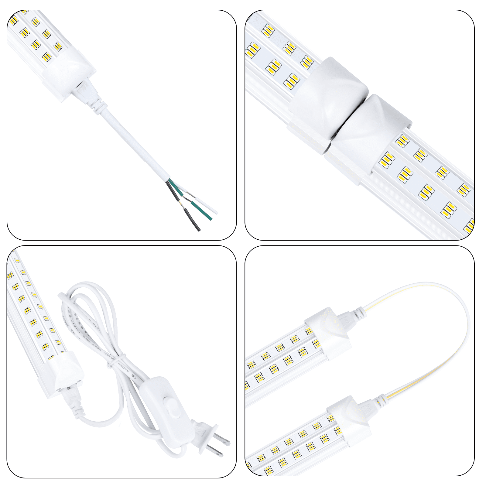 20Pack 8Ft LED Shop Light Fixture, 100W Integrated LED Tube Light,15500LM, 6500K, Clear Cover,6 Rows V Shape 270 Degree T8 LED Lighting for Garage Warehouse