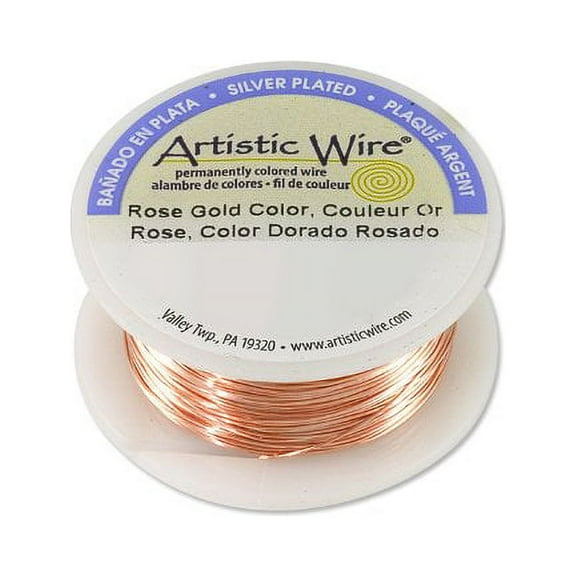 Artistic Jewelry Wire Round Spool 28 Gauge Silver Plated Rose Gold (15-Yards)