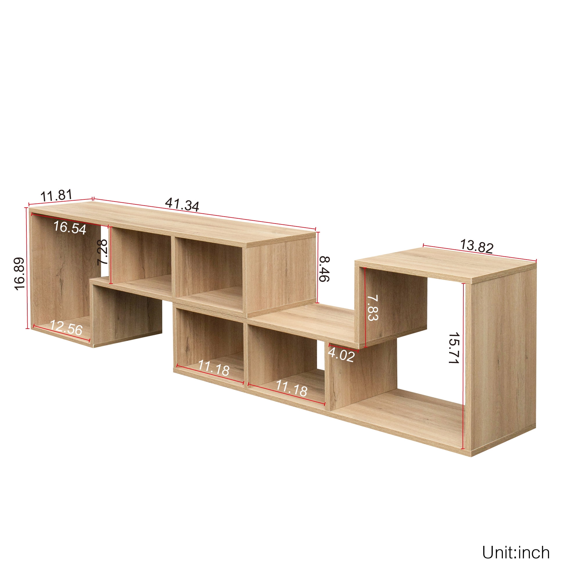 Yardi Yard Modern DIY Double L-Shaped TV Stand, Stackable Wood Bookcase Bookshelf for CDs/Books/Media Storage, Oak Yardi Yard Modern DIY Double L-Shaped TV Stand, Stackable Wood Bookcase Bookshelf for CDs/Books/Media Storage, Oak