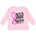 thumbnail image 3 of Inktastic Never Stop Fighting Breast Cancer Awareness Boys or Girls Long Sleeve Toddler T-Shirt, 3 of 5