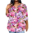 thumbnail image 2 of Aloohaidyvio 2024 Women's Plus Size V Neck 3/4 Sleeve Business Casual Work Tunic Tops Blouse Shirts 2XL, 2 of 4